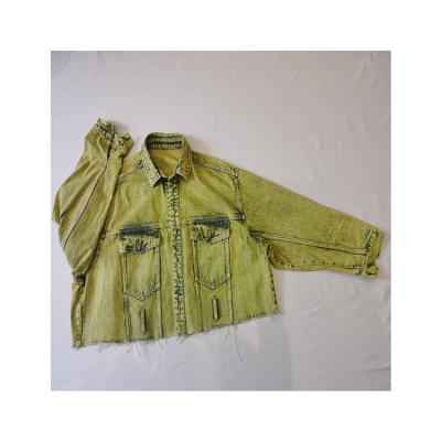 China Soft Denim Jacket Long For Women Newest Factory Price Denim Jacket Yellow for sale