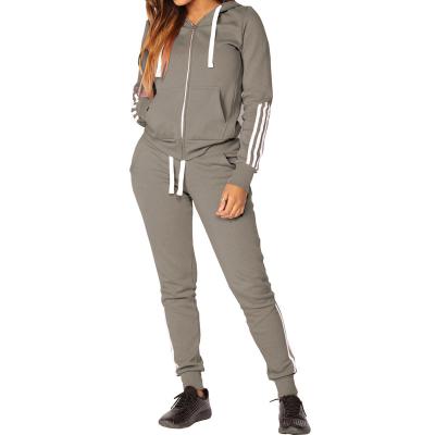 China 2021 Customs logo woman 2 piece se fitness sweatsuit autumn sportswear women sweatsuit cotton breathable for sale