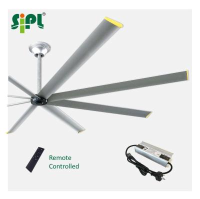 China Double 10ft HVLS Solar Powered Industrial Large Ceiling Fan For Warehouse / Hotel Lobby / Churches for sale