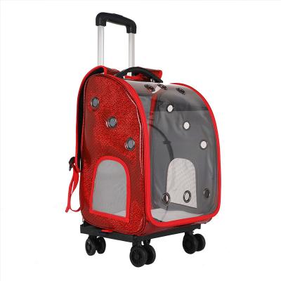 China Wholesale Breathable Transparent Large Space Pet Trolley Pet Trolley Capsule Backpack Pet Carrier Bags for sale