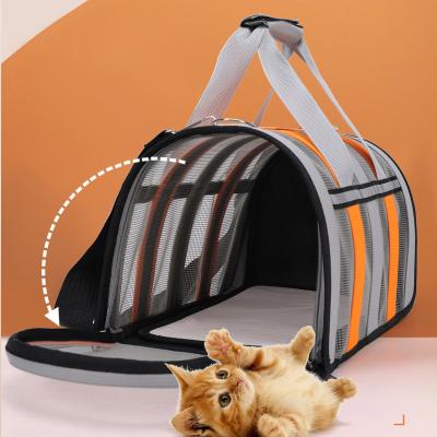 China Sustainable Outdoor Portable Breathable Dog Cat Travel Carrier Tote Holder Folding Bag For Small Animals for sale