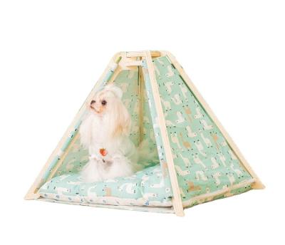 China Luxury Windproof Waterproof Pet House Fashion Dog Cat Bed Cotton Indian Pet Play Teepee Tent With Pine Pet Tent for sale