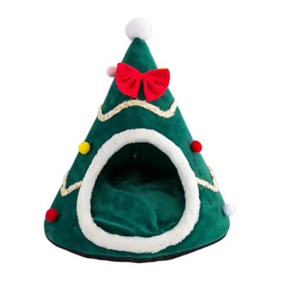 China Waterproof Lovetree Pet cat dog house Christmas pet nest Christmas tree shaped cat nest pet cave for winter for sale