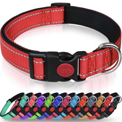 China Pet Reflective Adjustable Nylon Collars Buckle Reflective Dog Collar With Safety Locking For Small Medium Large Puppy Dogs for sale