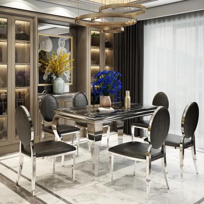 China Other Factory Price Luxury Dining Room Furniture Gold Legs Dining Table Set Marble Dining Table Set 6 Chairs for sale