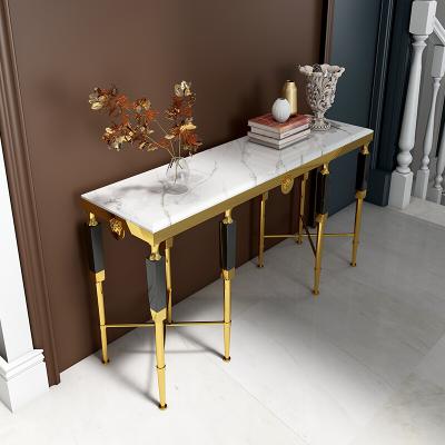 China Wholesale Modern Luxury Metal Factory Console Table Wrought Iron Console Table With Marble Top for sale