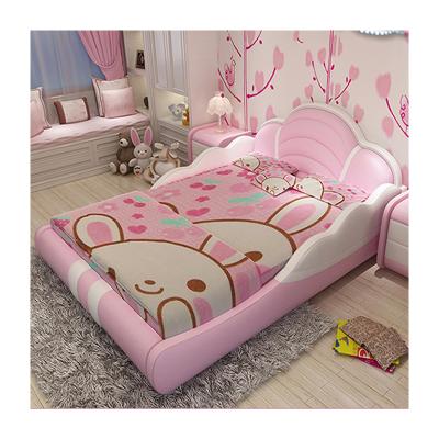 China Italy Comfortable Kids Furniture Pink Leather Kids Bed For Sale CB56 for sale