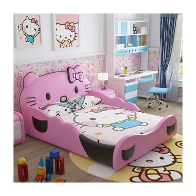 China Hot Selling High Performance Comfortable Kids Hello Kitty Bed Furniture Cute Pink Wooden Double Bed For Kids for sale