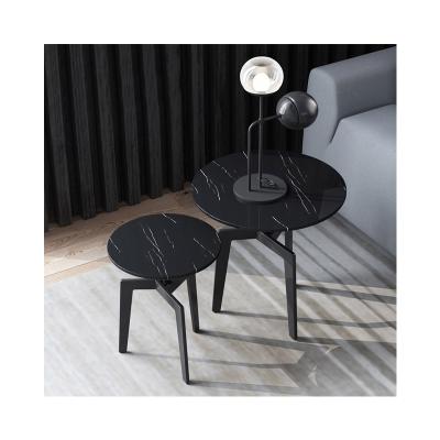 China Other Modern Iron Legs Marble Top Round Coffee Side Table Sets T-081 for sale