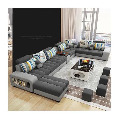 China U Shaped Luxury Living Room Furniture 7 Seater Sectional Sofa Convertible Set SF013 for sale