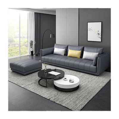 China Jiangqu Convertible Furniture Hot Sales Upholstered 3 Seater Solid Wood Leather Sofa With Metal Legs For Living Room SY023 for sale