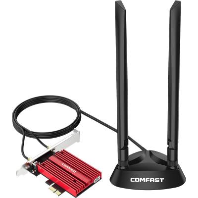 China Desktop/All in One PC Comfast CF-AX200 Plus 2974Mbps PCIE Network Card Dongle Bluetooth WiFi 6 Wireless Adapter with 2*5 dBi Deployed Antennas for sale