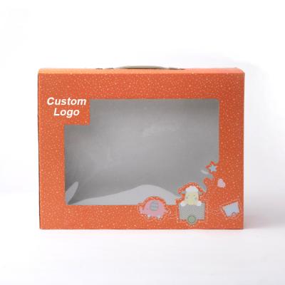 China New Design Recyclable Custom Orange Hot Sale Paper Box Gift Box Corrugated Packaging Box With Handle for sale