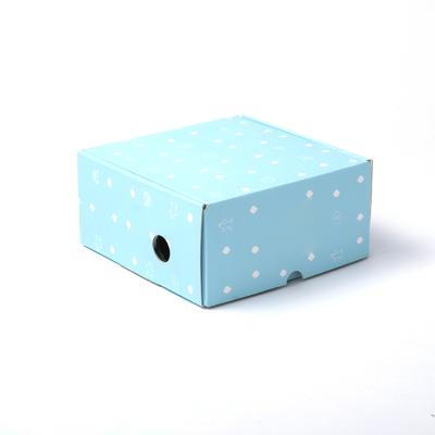 China Recyclable Fancy Blue Custom Logo Folding Good Quality Corrugated Paper Box Candle Gift Packaging Box for sale