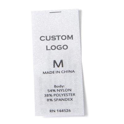 China Popular design cheap custom printing logo washable straight cut nylon cotton clothing wash care label for sale