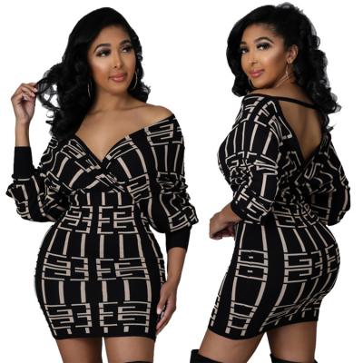 China European Anti-wrinkle spring women 2022 new popular sexy V-neck long-sleeved hip dress ladies short skirt party vacat and American clothing for sale