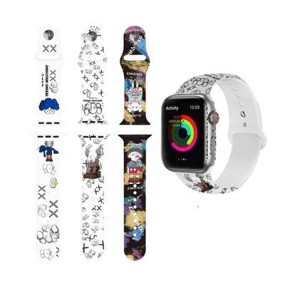 China Luxury Rubber For Apple Watch 42/45mm Iwatch Cartoon Bear Silicone Sling Strap 38/41mm Strap Wrist Band Wrist Strap for sale