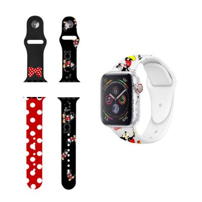 China Mickey Minnie Mouse Watchbands Lover Silicone Rubber Strap For Apple Watch 41/45mm Cartoon Band For iWatch Series 1/2/3/4/5/6/7 for sale