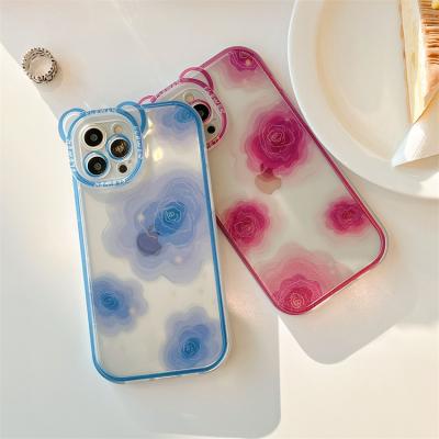 China Cartoon shockproof three-dimensional simple fashion pattern floral gradient phone case for iPhone11 12 13 pro xs max for sale