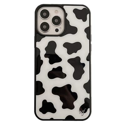 China High Quality Acrylic Leopard Print Milk Cow Stripe Phone Case For iPhone 13 12 11 Pro Mini X XR XS 7 Max 8 Plus Phone Case Real Phone Size for sale