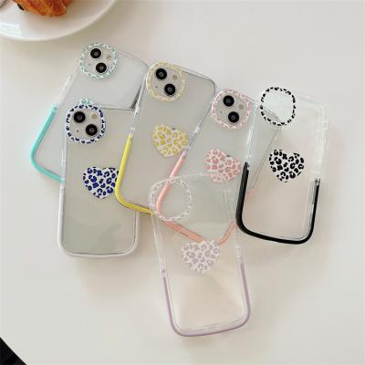 China Candy Color Shockproof Stand Holder Phone Case For iPhone 13 11 12Pro Max Love Heart Max Glitter Back Cover for sale