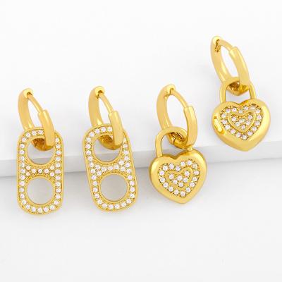 China BOHEMIA Fashion 18k Gold Heart Diamond Stud Earrings For Women N2012025 Wholesale for sale