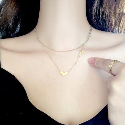 China BOHEMIA Fashion 14k Gold Heart Necklace 316 Stainless Steel Necklace For Women N210672 Wholesale for sale