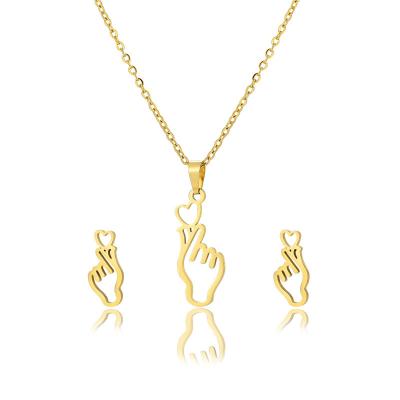 China CLASSIC Fashion 18k Gold Stainless Steel Hand Necklace Sets For Man Women N2103035 for sale