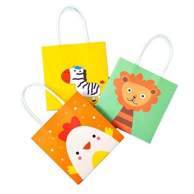 China Kids Special Eco-friendly Cartoon Print Mini Materials Personality Recycled Paper Bag With Handle for sale