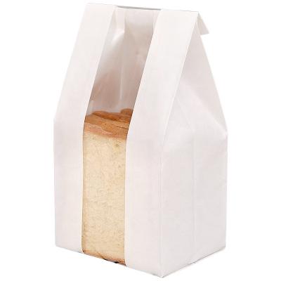 China Recycled Materials Cheap Retail Price To Take Away Sandwich Bakery Bread Wrapping Paper Bread Plain White Paper Bag With Clear Window for sale