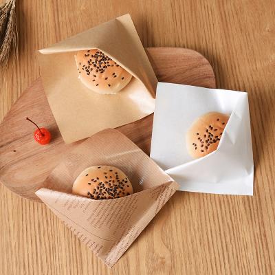 China Wholesale Custom Recyclable Printed Waterproof Paper Kraft Paper Sandwich Toast Takeaway Bag for sale