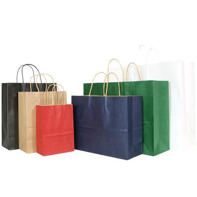 China Recycled Materials Shopper Affordable Logo Shopping Brown Handle Packaging Kraft Paper Takeout Bag for sale