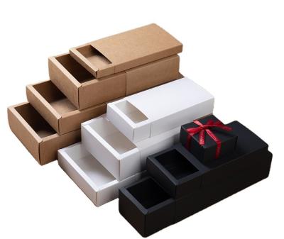 China Wholesale Disposable Custom Black Brown Kraft Paper Gift Drawer Box Sliding Packaging for sale