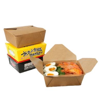 China Recycled Materials Custom Printed Logo Food Grade Packaging Paper Take Out Lunch Box For Fast Food for sale