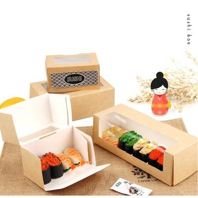 China Recycled Materials Food Grade Sushi Take Out Box Paper With Transparent Window for sale