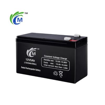 China Long cycle life 12V5Ah 151*65*94*100mm 12v lead acid factory price 1.88kg ositive and negative plate lead acid solar battery charger for sale