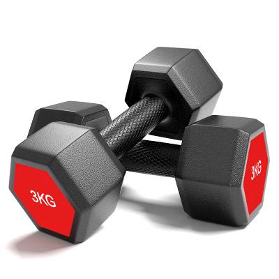 China Fitness Fitness 5KG Dedicated Black Rubber Hex Dumbbell Increase Physical Health for sale