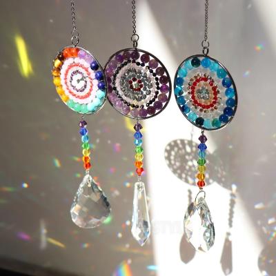 China Europe Dropshipping Wedding Home Decoration Window Mandala Flower Shine Crystal Ball Hanging Pendant for sale