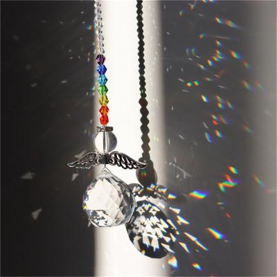 China China Garden Decoration Glass Bead Colorful Crystal Angel Pendant Shine Window for sale