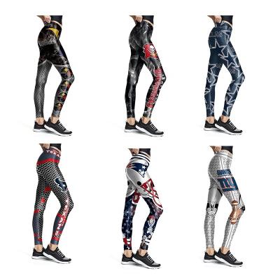 China Breathable Nfl Football Team Digital Printing Yoga Sports High Waist Fitness Sports Womens Leggings for sale