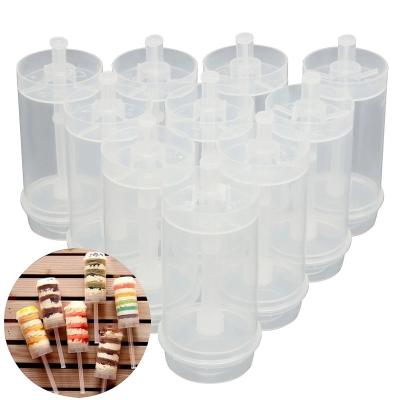 China 120pcs Round Pop Stocked Containers With Clear Lid Puller Cake Stand For Party Cakes Dessert Push for sale