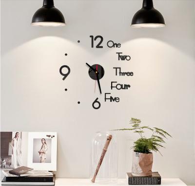 China Cartoon Drop Shipping Home Office Decor 3D Mirror Sticker DIY Digital Outdoor Wall Clock for sale