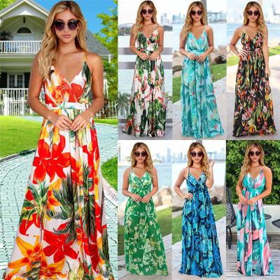 China JSMANA Breathable Hot Sale Fashion Sleeveless Plus Size Custom Design Beach Dress 2021 Floral Dresses Women Casual Outfits for sale