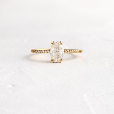 China CLASSIC moissanite 1.0carat ovum cut diamond 18K yellow gold ring customize ring for sale