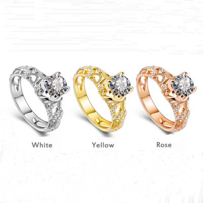 China Fashion 18K Rose Gold With 1Carat Moissanite D Ring Lover Wedding Ring White Yellow Color for sale