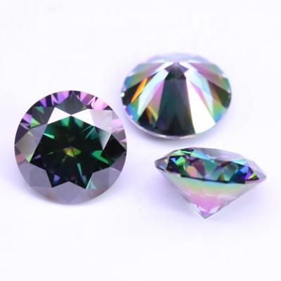 China Color play or fire around cut iridescent moissanite clad loose colored moissanite stone for sale