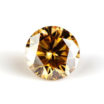 China Color Change Factory Price 1 Carat Round Brilliant Cut Yellow Moissanite Stone For Jewelry Making for sale