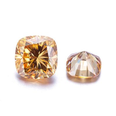 China Game or Fire Wuzhou Moissanite Champagne Color Cushion Cut for Jewelry Loose Wholesale Price Per Carat for sale