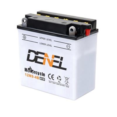 China Motorcycle DENEL 12N9-4B Lead Acid Battery 12V Motorcycle Dry Charged Battery for sale