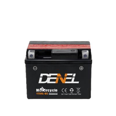 China DENEL YTX4L-BS Long Life High Capacity Motorcycle Lead Acid Battery 114*71*87mm for sale